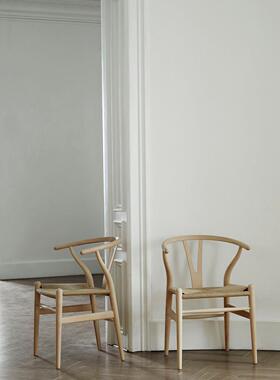 丹麦 Carl Hansen CH24 餐椅 Y椅藤编椅实木靠背椅大师设计艺术