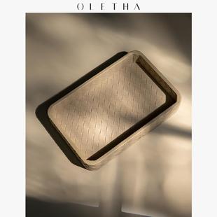 OLETHA轻奢皮质香薰托盘客厅茶几玄关桌面钥匙首饰收纳盒办公摆件