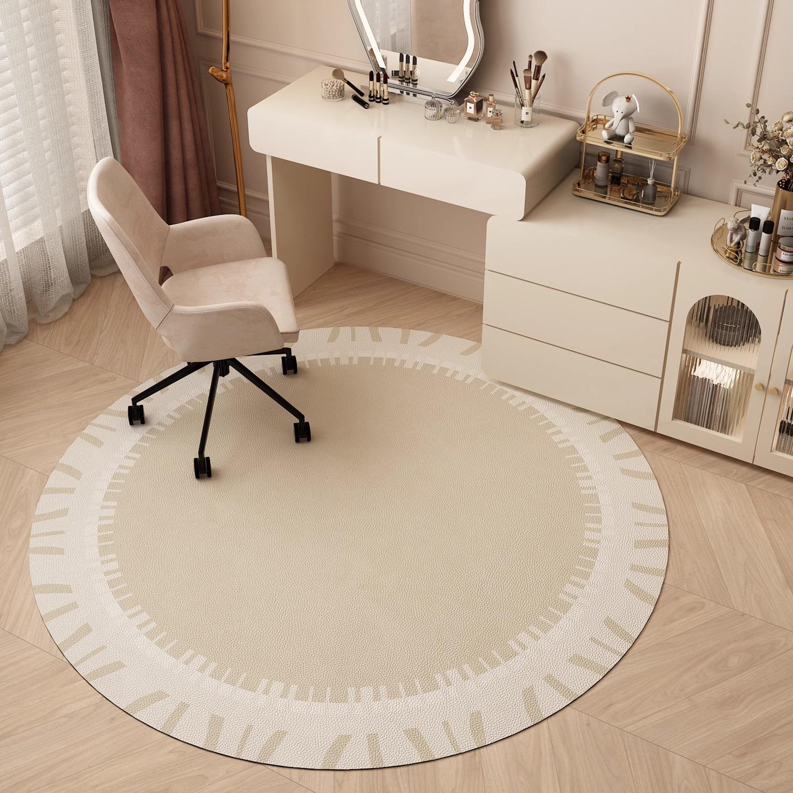 2025新轻奢客厅免打理圆形地毯梳妆台转椅地垫办公椅子防水防滑垫