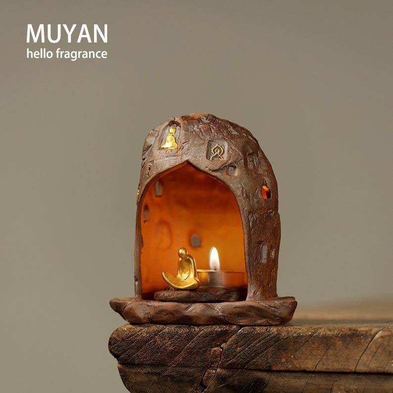 禅意侘寂香炉蜡烛台手工创意敦煌香薰小众香氛家用高级氛围灯香座,家居饰品,烛台,淘宝优惠券,粉丝福利购,淘宝优惠卷