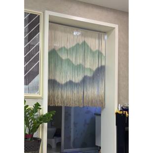 安多家手工织锦门帘隔断山水挂画隔断风水帘流苏染民宿