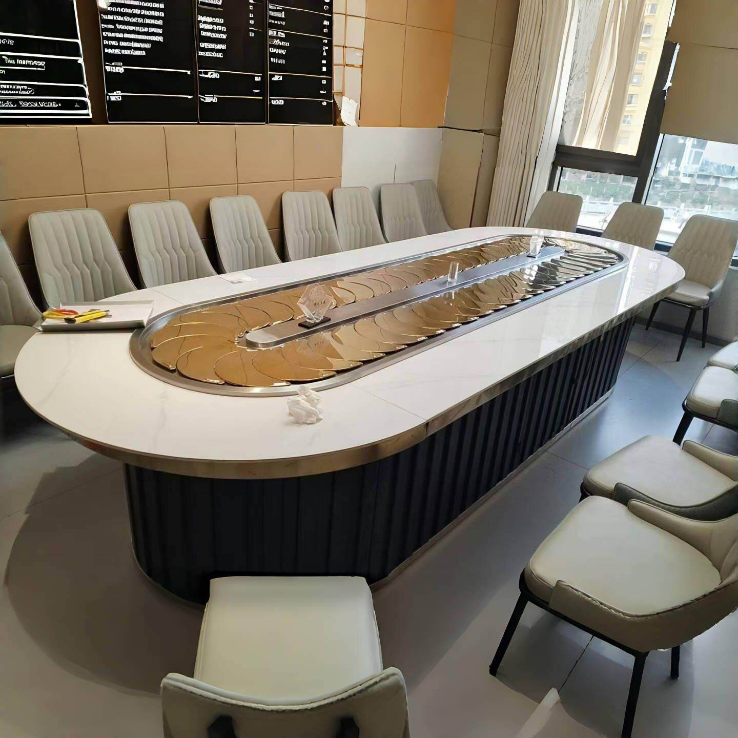 饭店包厢宴椭圆形18人20人火锅长方形电磁炉火锅酒店自动旋转餐桌,住宅家具,岩板餐桌,淘宝优惠券,粉丝福利购,淘宝优惠卷