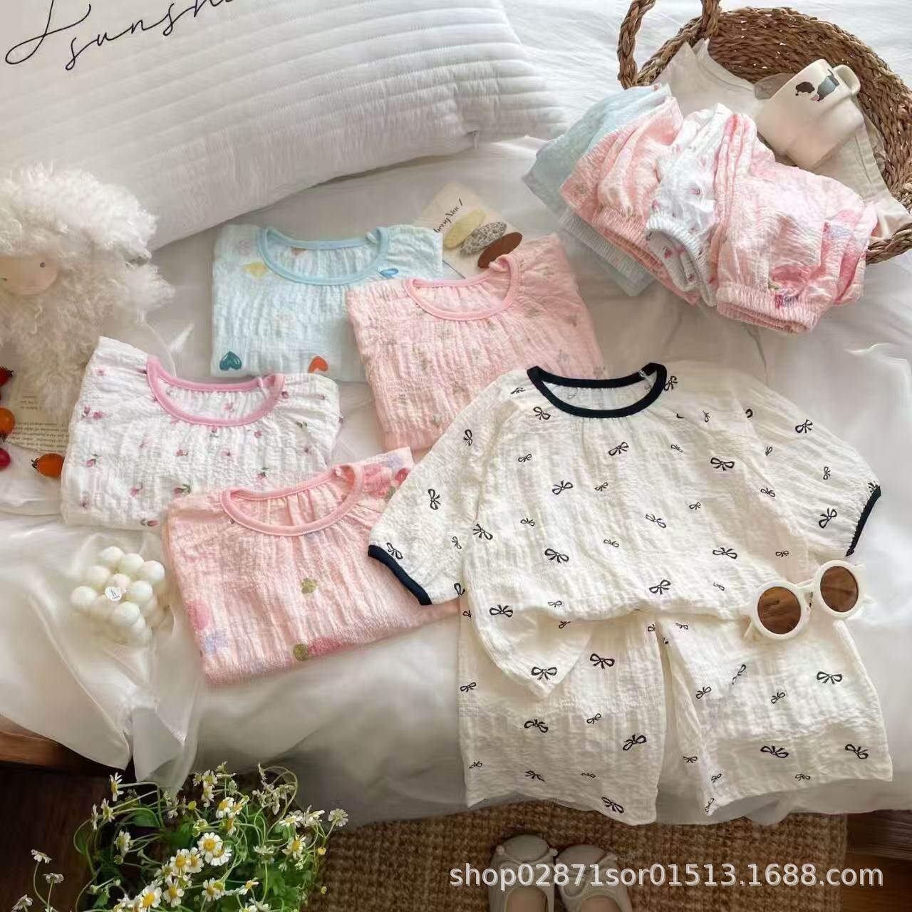 宝宝睡衣套装女宝分体家居服春夏