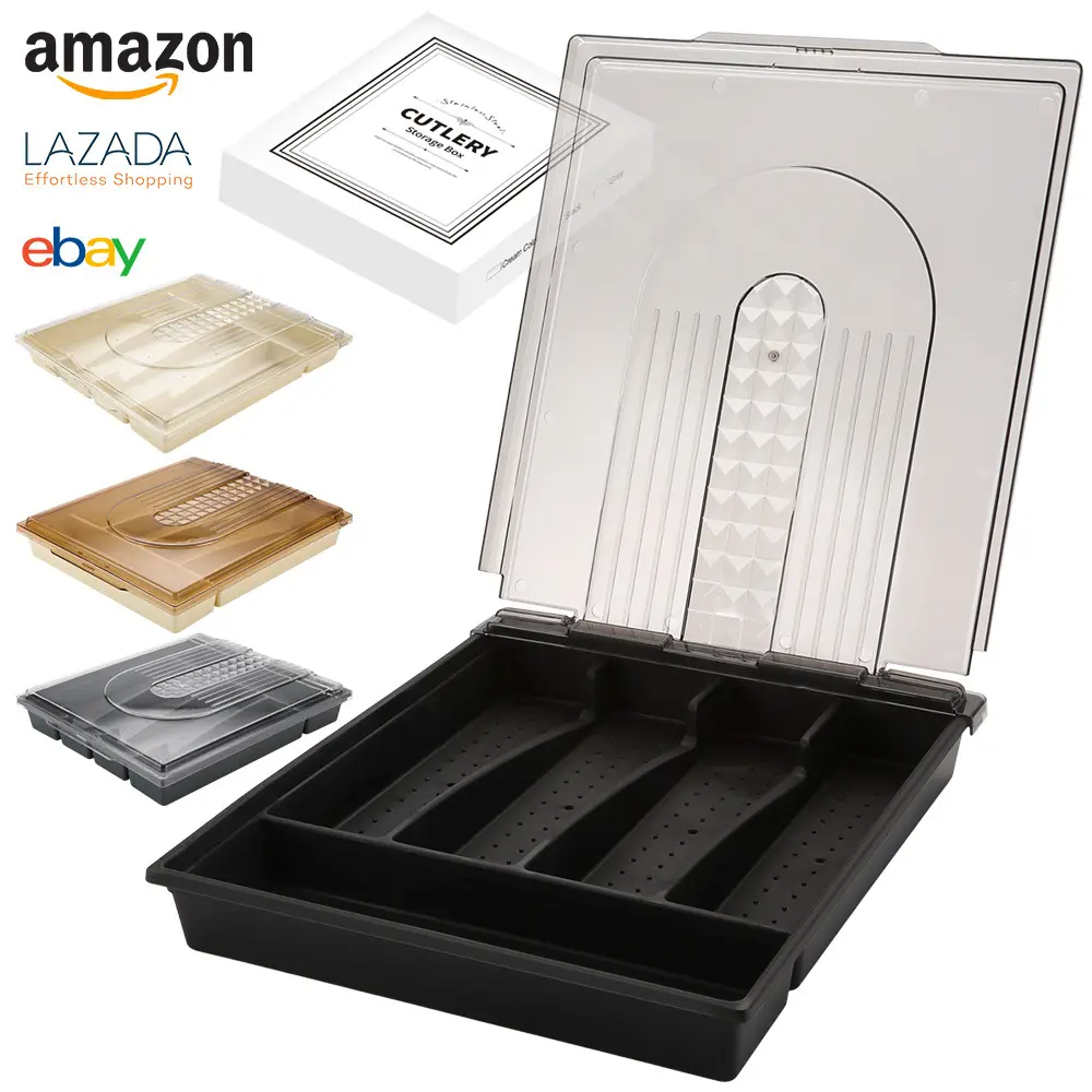 抽屉餐具刀叉勺分隔收纳盒带盖