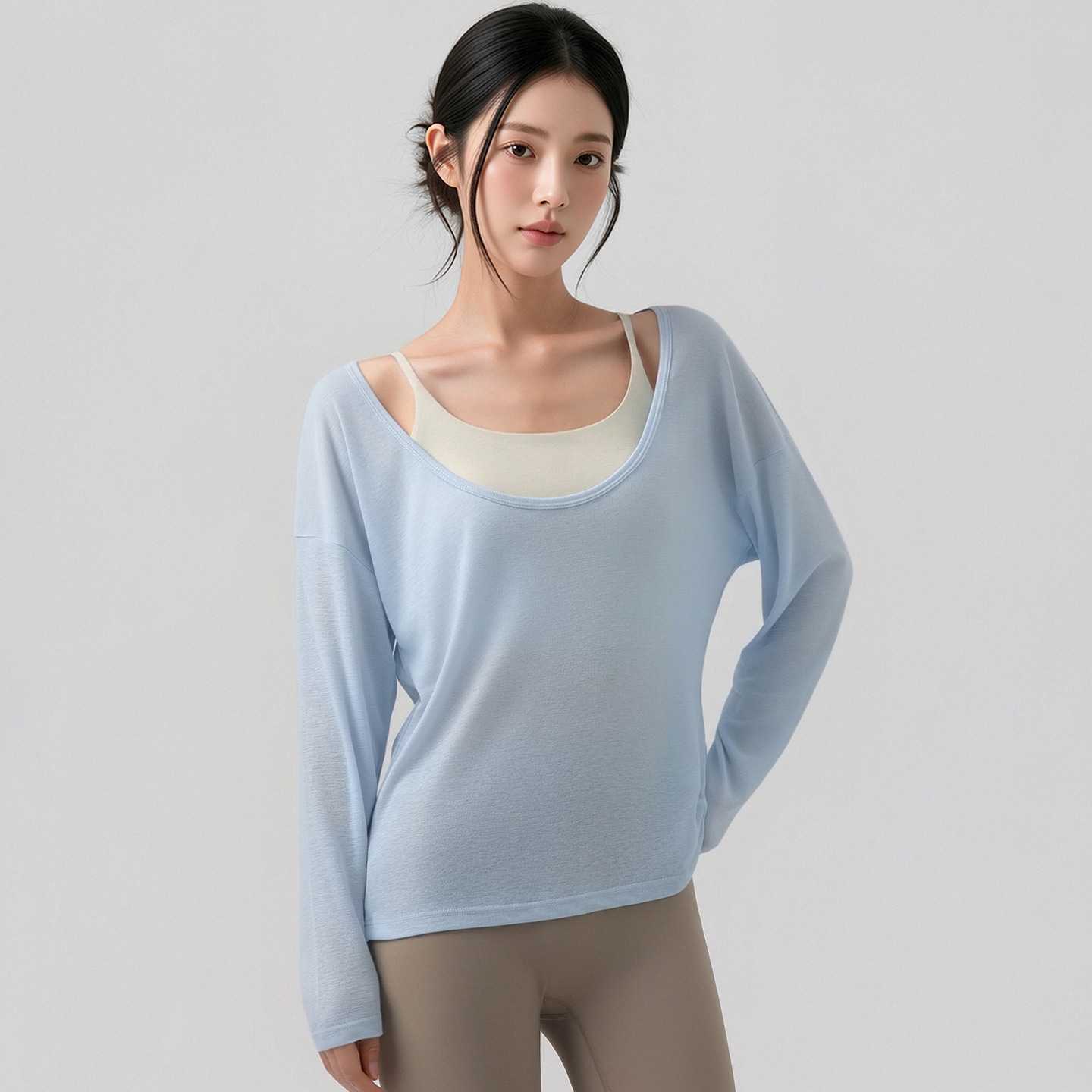 新款瑜伽服宽松防晒运动罩衫女