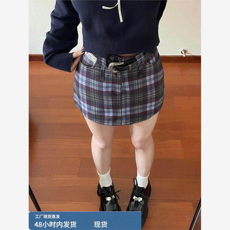 2025新款大码设计感撞色格子包臀裙女夏季胖mm学院风小众梨形身材