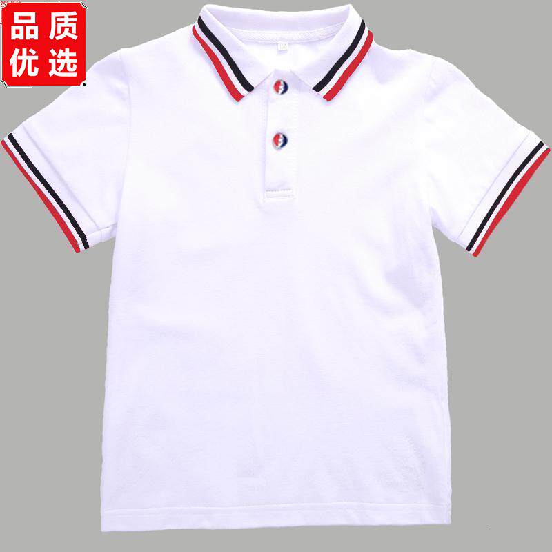 中小学生校服白色藏蓝领T