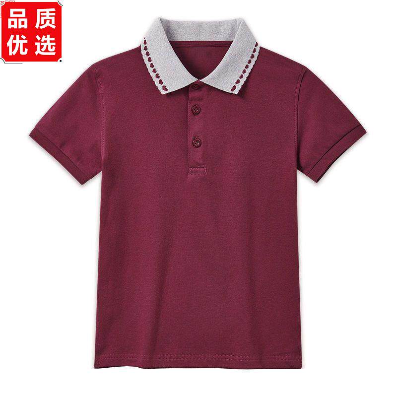 伊顿男女童枣红色夏款学