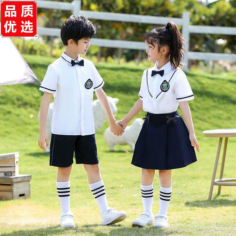 幼儿园园服夏季套装中小学生校服英伦风儿童班服大合唱短袖演出服