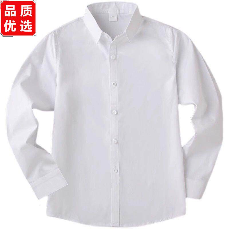 儿童纯棉白衬衫长袖男女