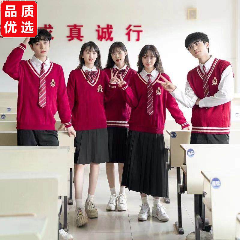 jk红色毛衣学院风秋季日