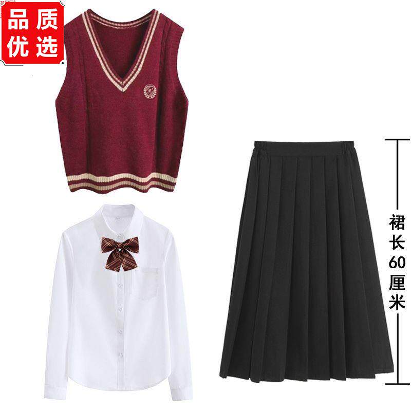 学院风红色毛衣针织马甲