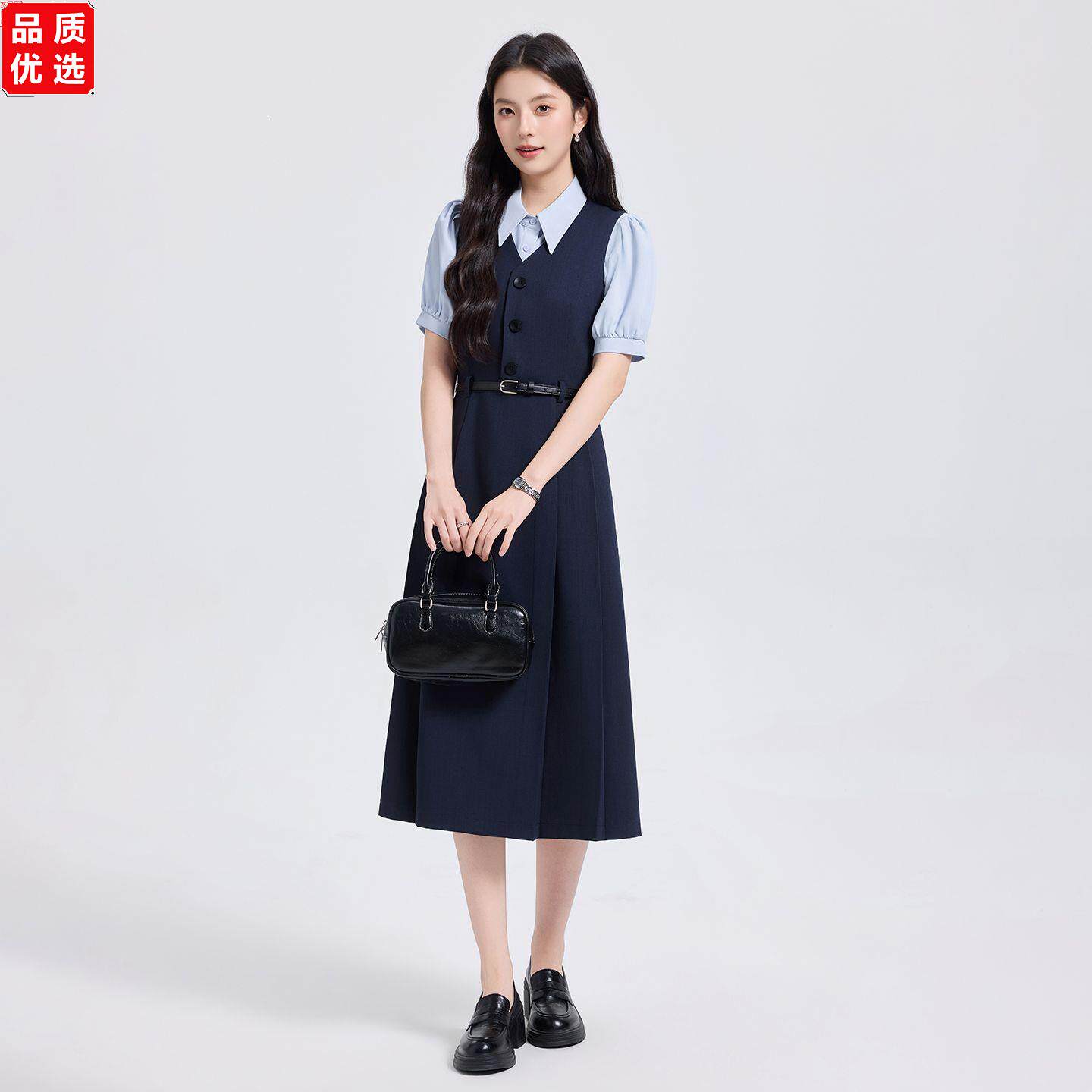 藏青色背心裙女夏季大学