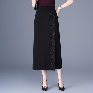 刺绣半身裙女春夏中长款 0317r 高腰显瘦气质一步裙直筒裙休闲西装