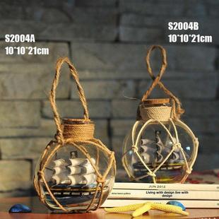 海洋风格微景观地中海玻璃帆船漂流瓶许愿瓶创意礼品家居装饰饰品