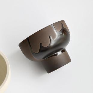 黑陶兰花陶瓷花盆蝴蝶兰高脚多肉块根苔藓山乌龟陶土粗陶陶盆小