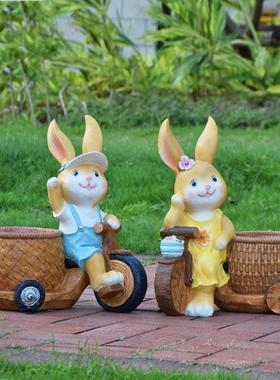 户外花园庭院装饰别墅花盆园林景观雕塑卡通兔子花缸阳台创意摆件