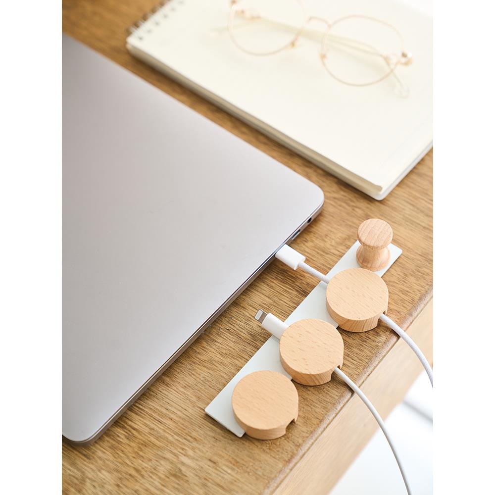 竹白家磁吸桌面理线器多功能电线数据线收纳夹办公桌绕线器固线器