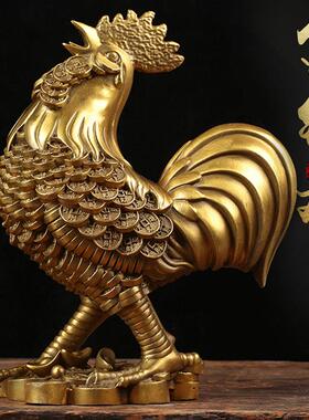 纯黄铜鸡大小号公鸡母鸡生肖金钱鸡摆件家居装饰品客厅工艺品摆件