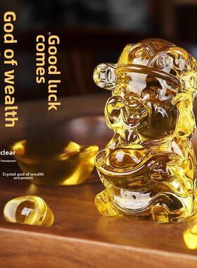 琉璃招财进宝黄水晶财神装饰装饰聚宝盆开幕乔迁之家客厅办公室入