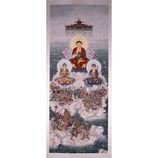 夏荆山 东方三圣 覆古书画人物佛像国画真迹微喷彷古装裱挂轴装饰