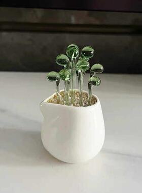 创意琉璃多肉小盆栽办公室桌面摆件玻璃仿真绿植客厅假花装饰摆设