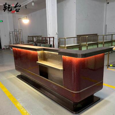 售楼部接待台吧台公司酒店前台水吧台烤漆异型简约吧台桌