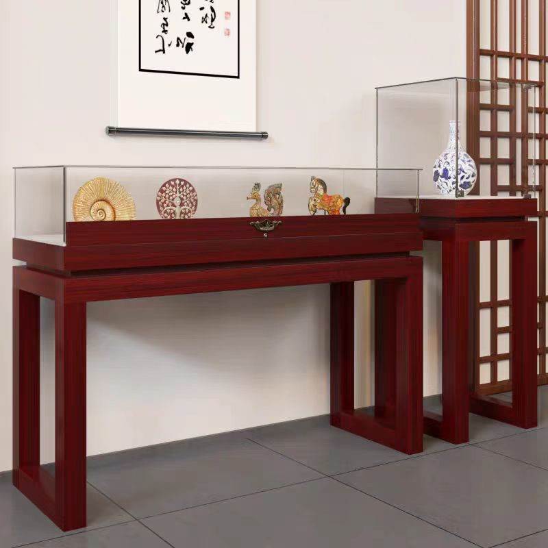 包邮复古实木珠宝首饰展示柜玻璃饰品玉器翡翠古玩博物馆饰品柜