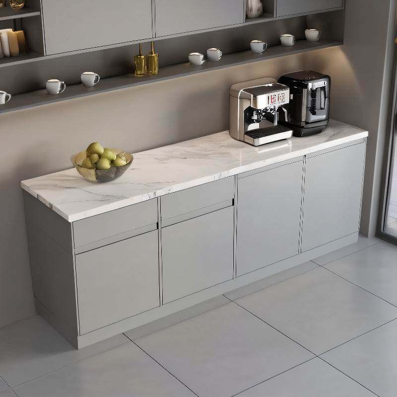 实木吧台咖啡操作台饮水机桌大理石灶台餐台公司茶水间置物柜定制