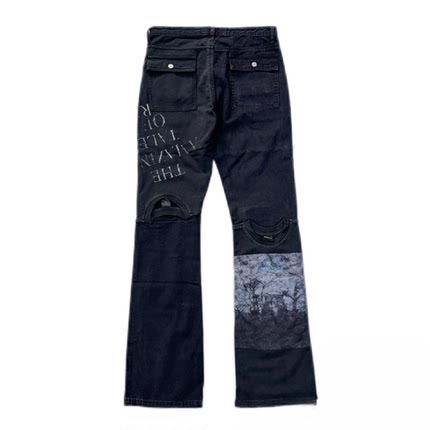 「现货」自主Undercover 2006ssT期 拼接印花图案 解构长裤微喇裤