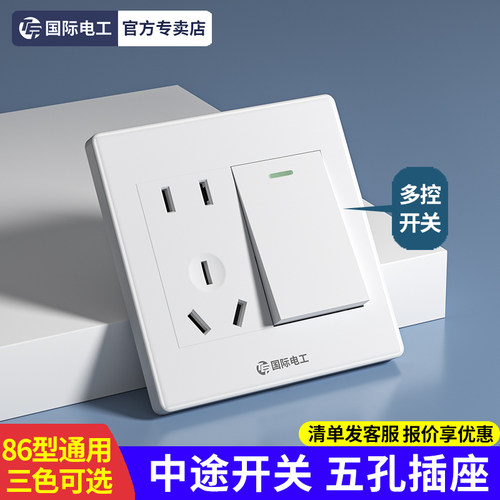 国际电工86型一开多控五孔插座
