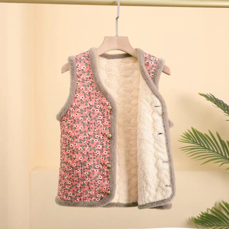 妈妈加绒加厚马甲棉衣外套秋冬装新款中年女装奶奶背心棉服中老年