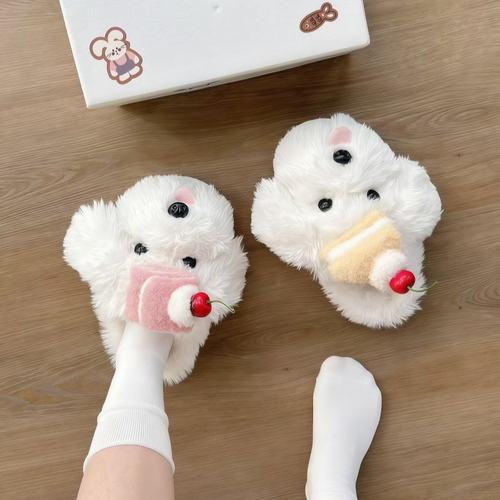 超可爱小狗棉拖鞋女款冬季毛绒茸茸厚底防滑可爱室内家居保暖鞋