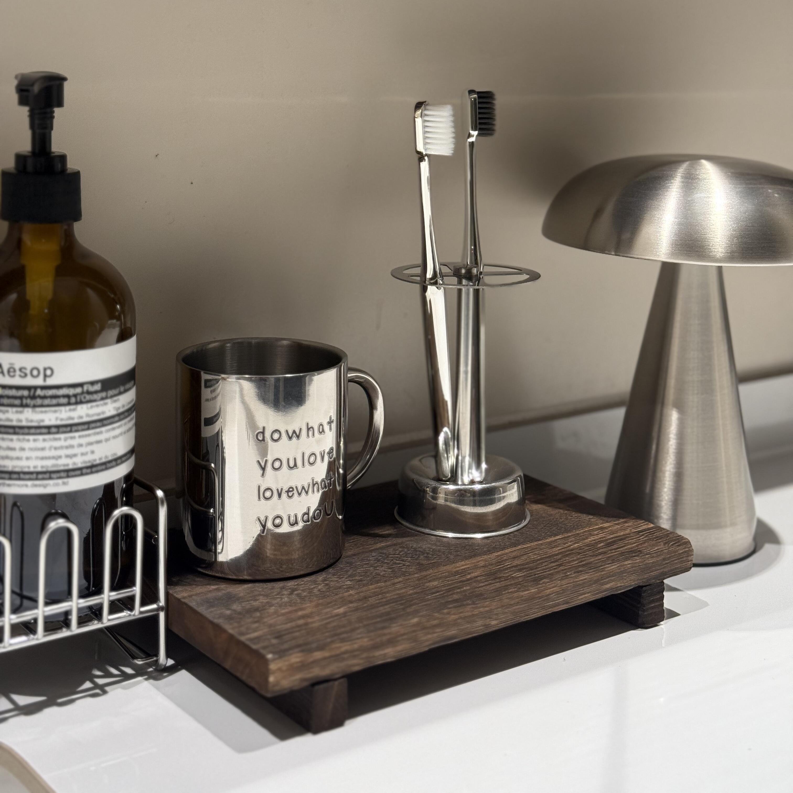 洗漱台实木托盘置物收纳架浴室洗漱用品整理架花瓶香水桌面展示架