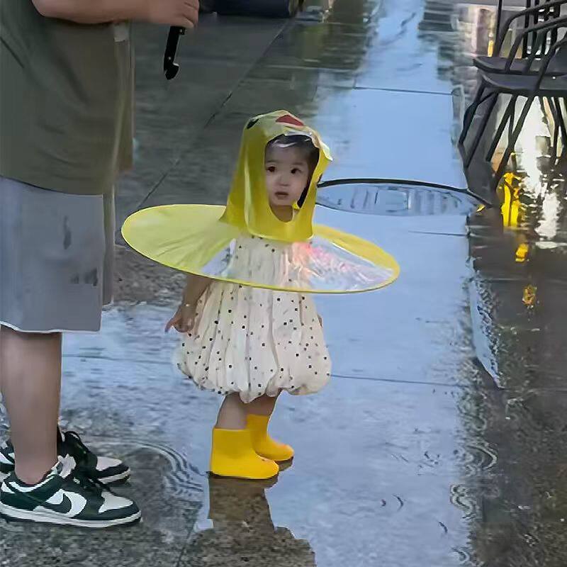 避雨神器遮雨帽斗篷雨天飞碟雨衣帽伞创意儿童雨披折叠头戴式雨伞