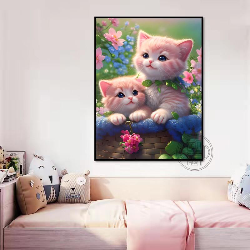 可爱猫咪5d钻石画满钻新款手工贴钻画十字绣全钻卧室高颜值