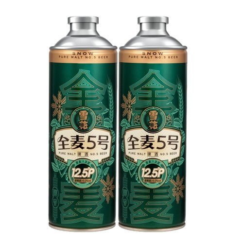 【雪花旗下高端特色店】90天短保 全麦5号1L*2罐 马口铁啤酒