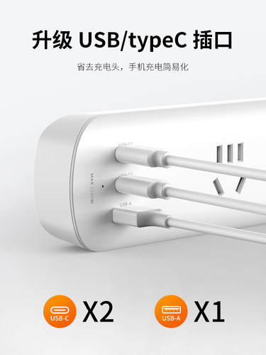 喜美诺排插usb多口插线板拖线板PD20W/65W接线板家用多功能插座