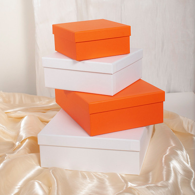 盒礼空子高档橙白包装盖物