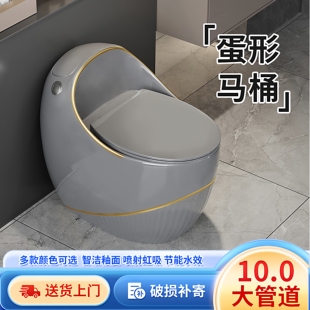 创意鸡蛋型马桶轻奢灰色家用陶瓷虹吸式小户型彩色坐便器大口径