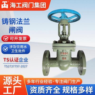 铸钢法兰闸阀Z41H-16C耐高温直通式硬密封开关海工阀门集团DN钢制