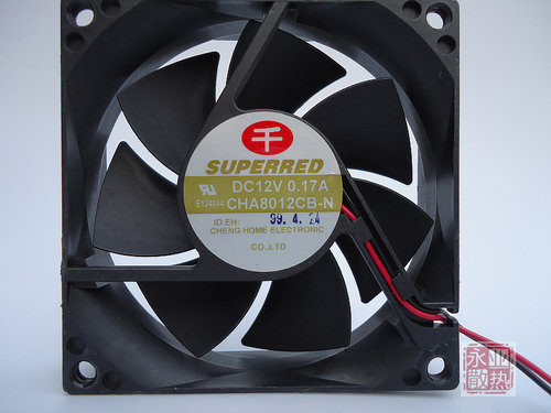 千红SUPERRED CHA8012CB-N 8020 12V 0.17A 2线双滚珠散热风扇