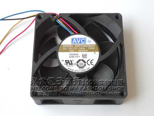 原装AVC DATC0825B2G 12V1.60A 8025双滚珠大风量PWM调速散热风扇