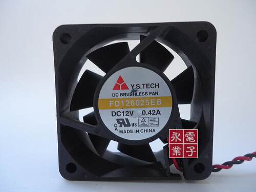 元山Y.S.TECH FD126025EB 高电流 6025 6cm 12V 0.42A 双滚珠风扇