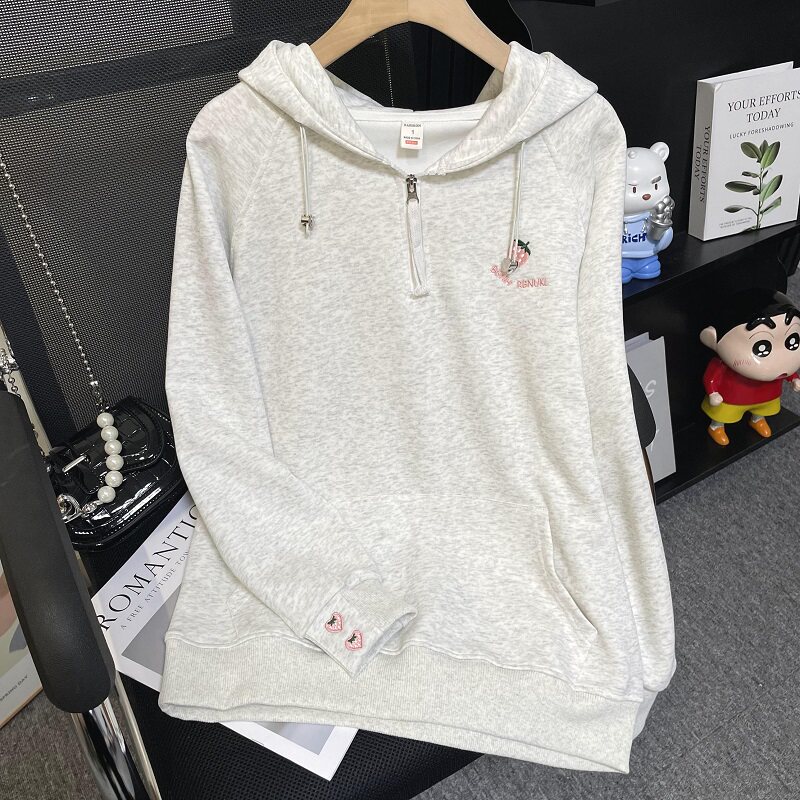 Fjwldy卫衣女春秋冬加绒连帽穿搭新款设计感小众显瘦好看上衣大码