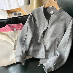 Fjwldy立领拉链卫衣开衫薄款外套春秋季宽松休闲大码运动棒球服