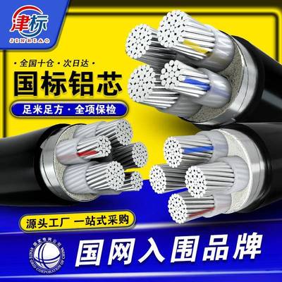 国标铝芯电缆线4 5芯35 50 70 95平方120三相四芯铠装铝线铝电缆