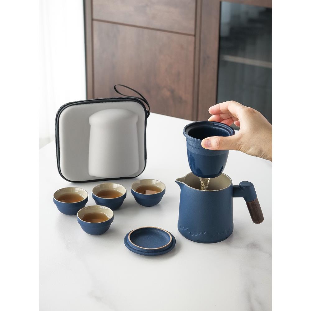 便携式旅行功夫茶具小套装户外露营快客杯随身陶瓷泡茶壶茶杯定制
