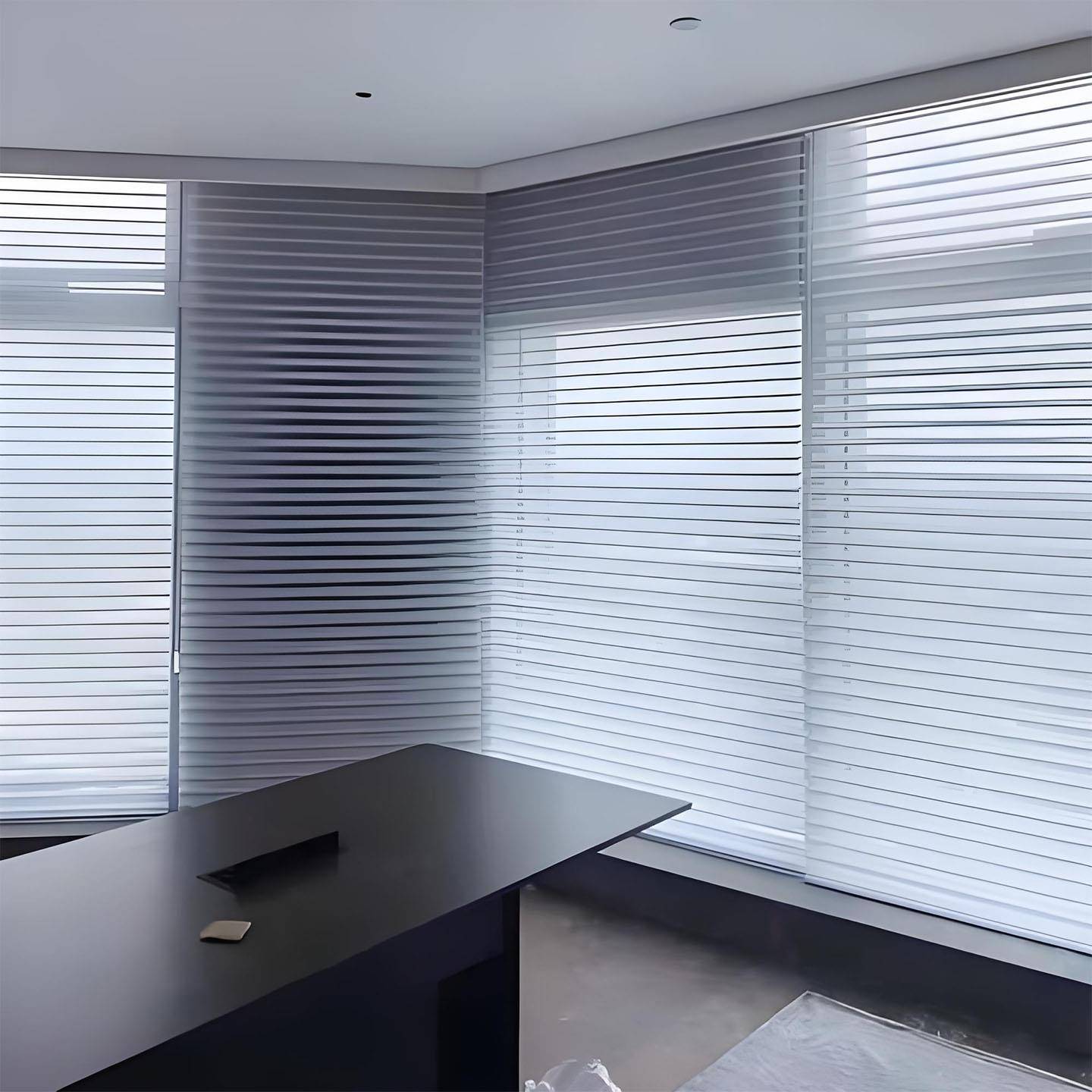 上海定制香格里拉百叶窗帘办公室阳光房阳台遮光手动电动上门安装