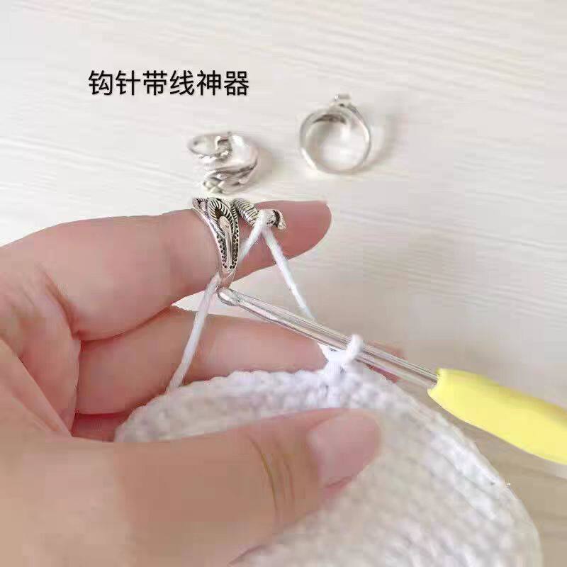 毛线钩织带线器复古创意孔雀开口戒指女民族风钩针指环戒环神器